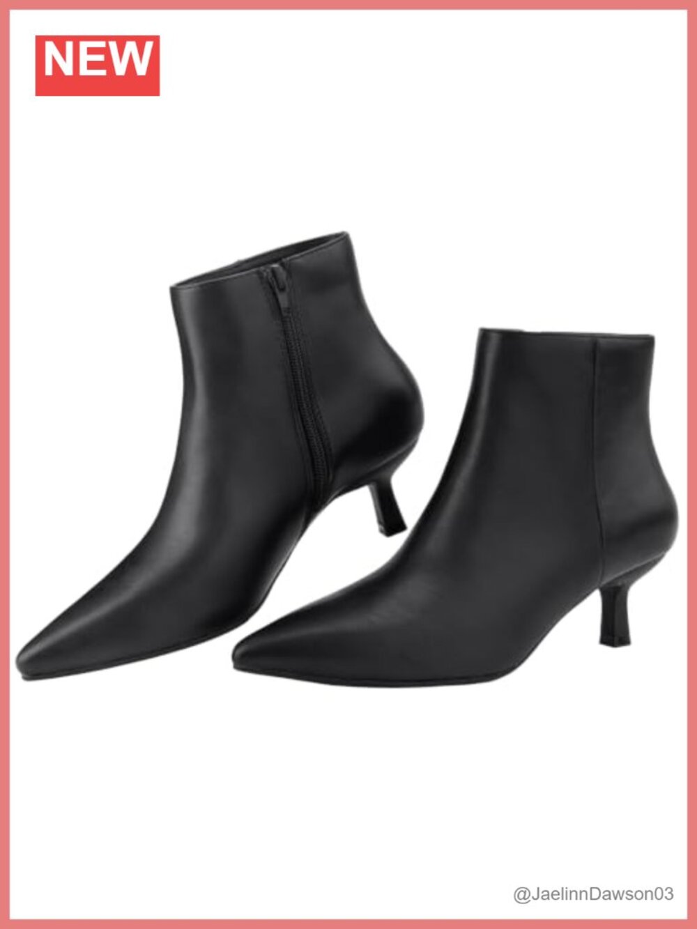 Pointed Toe Kitten Heel Booties Faux Leather Side Zip Ankle